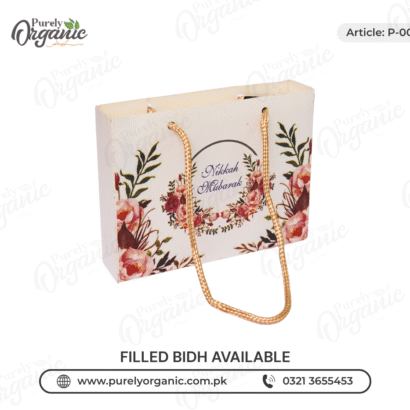 personalised bid bag for nikkah with floral pattern - purely organic