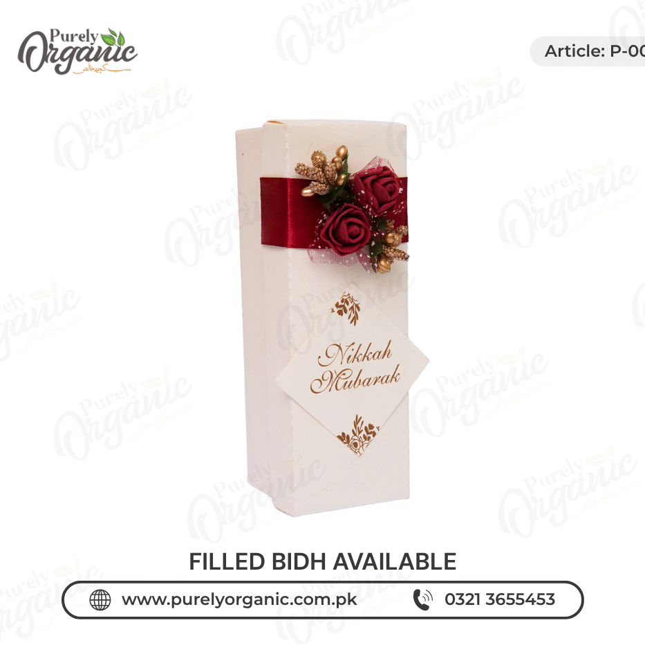 premium bidh box with flower and name tag - purely organic