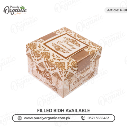 square printed bidh box with tag - purely organic