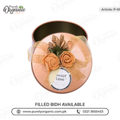 tin bidh box imported side view with flower- Purely Organic
