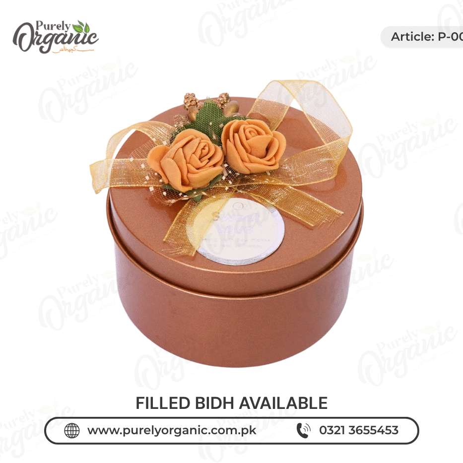 tin bidh box imported with flower front view - Purely Organic