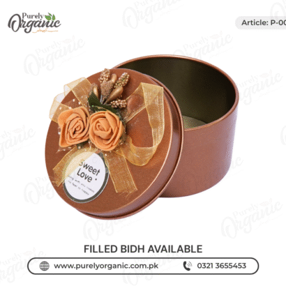 tin bidh box round imported with flower - Purely Organic