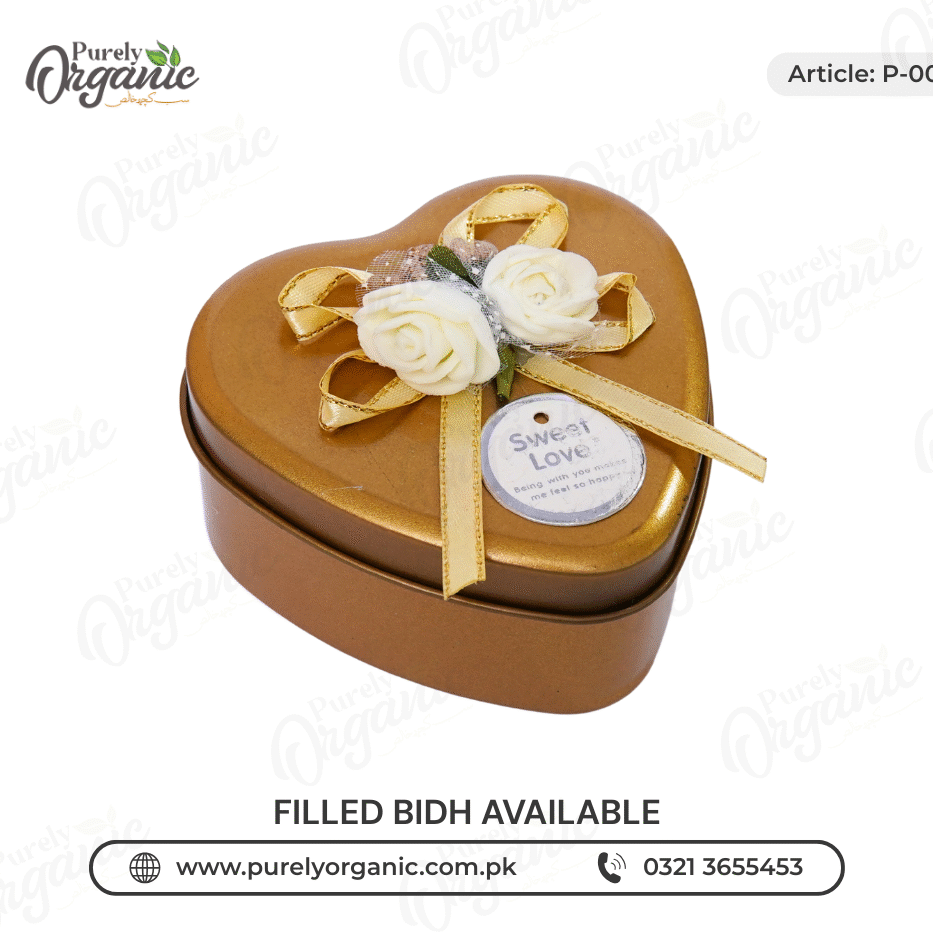 tin metallic heart shape bidh box imported - Purely Organic